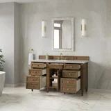 Brittany 60" Single Vanity, Pecan w/ 3 CM Eternal Jasmine Pearl Silestone Top