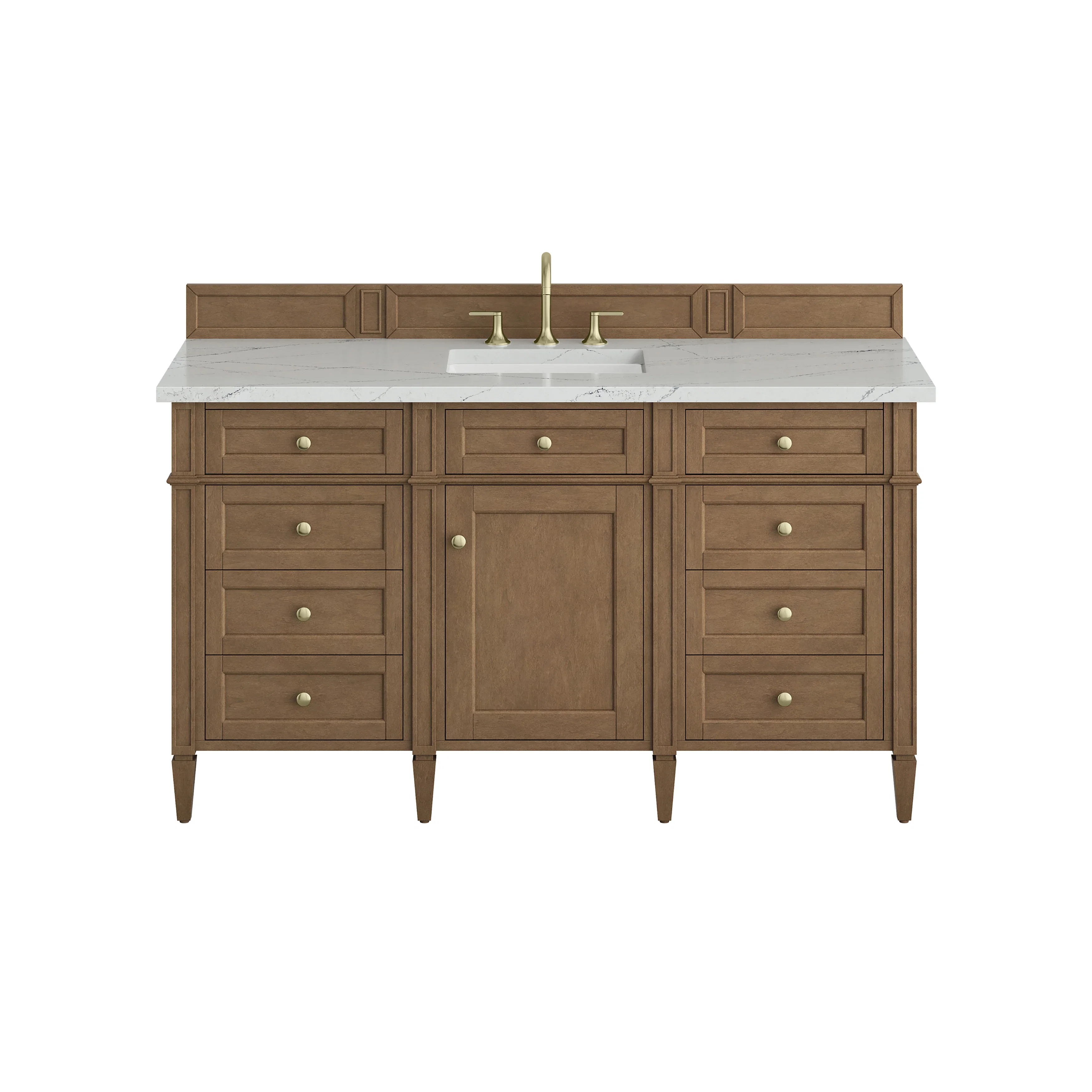 Brittany 60" Single Vanity, Pecan w/ 3 CM Ethereal Noctis Silestone Top
