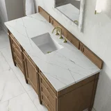 Brittany 60" Single Vanity, Pecan w/ 3 CM Ethereal Noctis Silestone Top