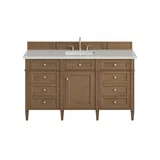 Brittany 60" Single Vanity, Pecan w/ 3 CM Lime Delight Silestone Top