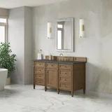 Brittany 60" Single Vanity, Pecan w/ 3 CM Parisien Bleu Silestone Top