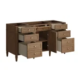 Brittany 60" Single Vanity, Pecan w/ 3 CM Parisien Bleu Silestone Top