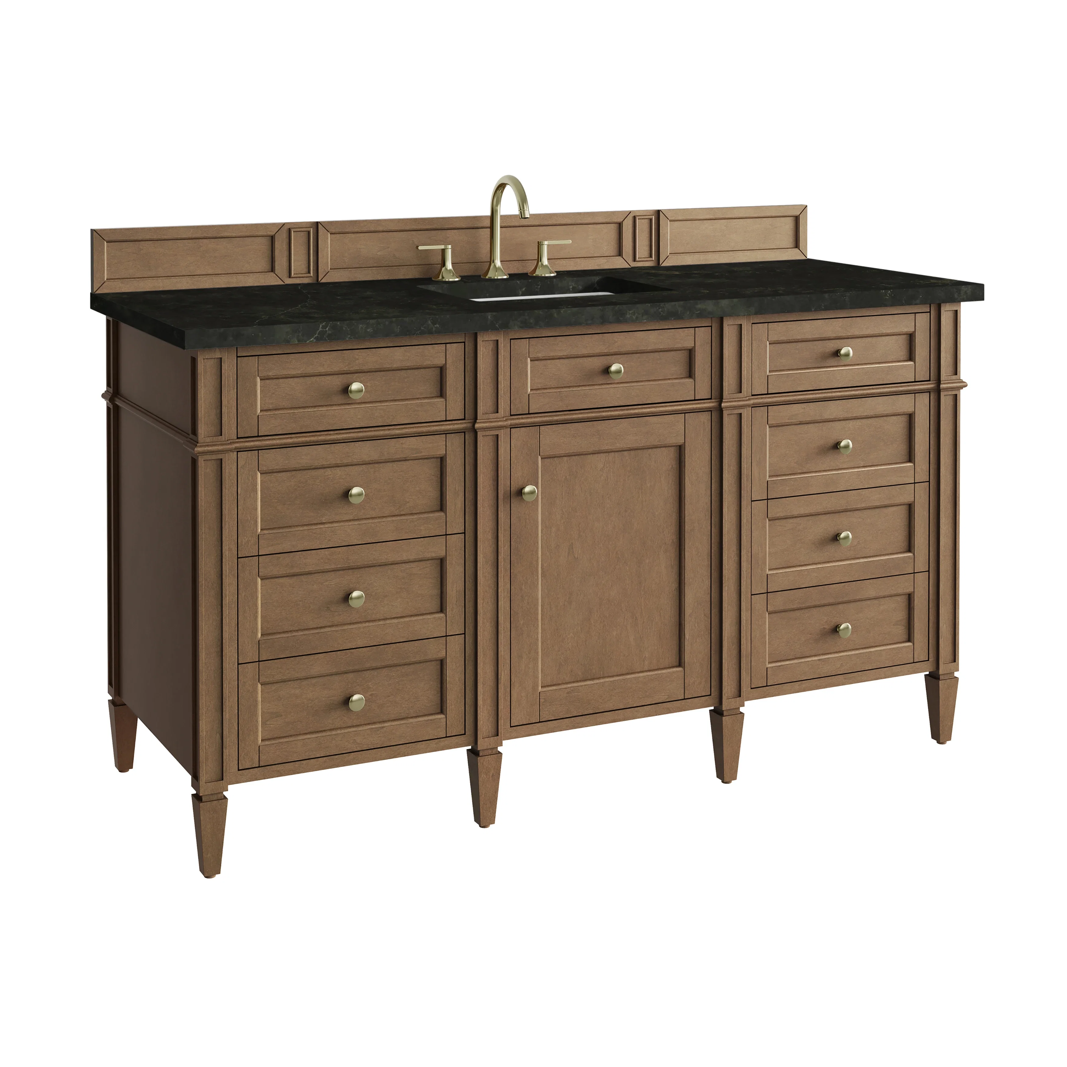 Brittany 60" Single Vanity, Pecan w/ 3 CM Phantome Eclos Top