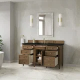 Brittany 60" Single Vanity, Pecan w/ 3 CM Phantome Eclos Top