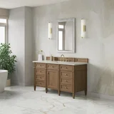 Brittany 60" Single Vanity, Pecan w/ 3 CM Siberian Silestone Top