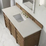Brittany 60" Single Vanity, Pecan w/ 3 CM Siberian Silestone Top