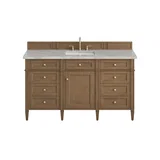 Brittany 60" Single Vanity, Pecan w/ 3 CM Victorian Silver Silestone Top