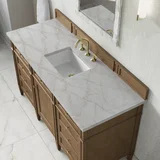 Brittany 60" Single Vanity, Pecan w/ 3 CM Victorian Silver Silestone Top
