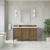 Brittany 60" Single Vanity, Pecan w/ 3 CM White Zeus Silestone Top