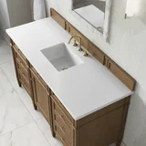 Brittany 60" Single Vanity, Pecan w/ 3 CM White Zeus Silestone Top