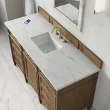 Brittany 60" Single Vanity, Pecan w/ 3 CM Ethereal Noctis Silestone Top w/FreePower Wireless Charger
