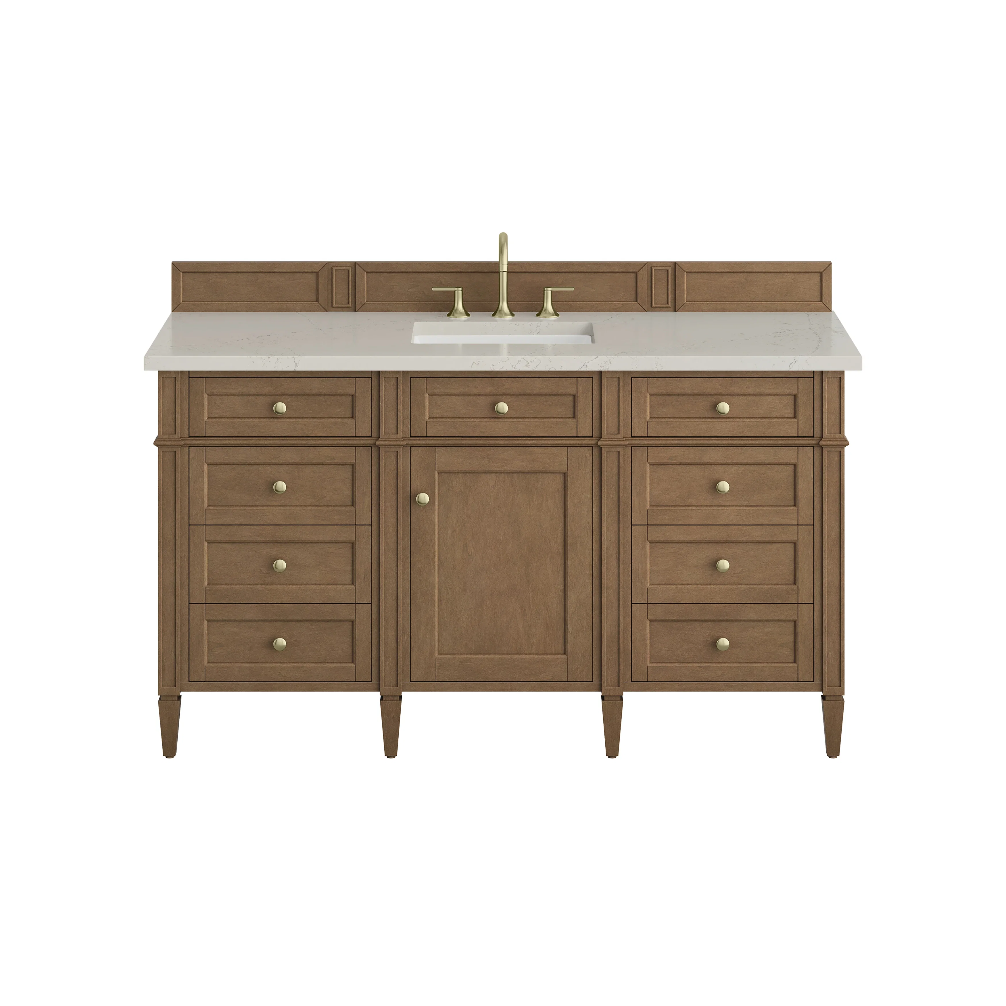 Brittany 60" Single Vanity, Pecan w/ 3 CM Siberian Silestone Top w/FreePower Wireless Charger