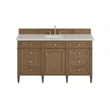 Brittany 60" Single Vanity, Pecan w/ 3 CM Siberian Silestone Top w/FreePower Wireless Charger