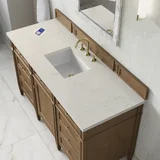 Brittany 60" Single Vanity, Pecan w/ 3 CM Siberian Silestone Top w/FreePower Wireless Charger
