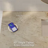 Brittany 60" Single Vanity, Pecan w/ 3 CM Tajnar Eclos Top w/FreePower Wireless Charger