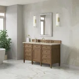 Brittany 60" Single Vanity, Pecan w/ 3 CM Tajnar Eclos Top w/FreePower Wireless Charger