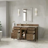 Brittany 60" Single Vanity, Pecan w/ 3 CM Tajnar Eclos Top w/FreePower Wireless Charger