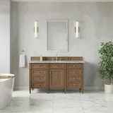 Brittany 60" Single Vanity, Pecan w/ 3 CM Victorian Silver Silestone Top w/FreePower Wireless Charger