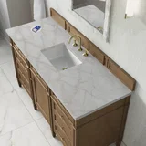 Brittany 60" Single Vanity, Pecan w/ 3 CM Victorian Silver Silestone Top w/FreePower Wireless Charger