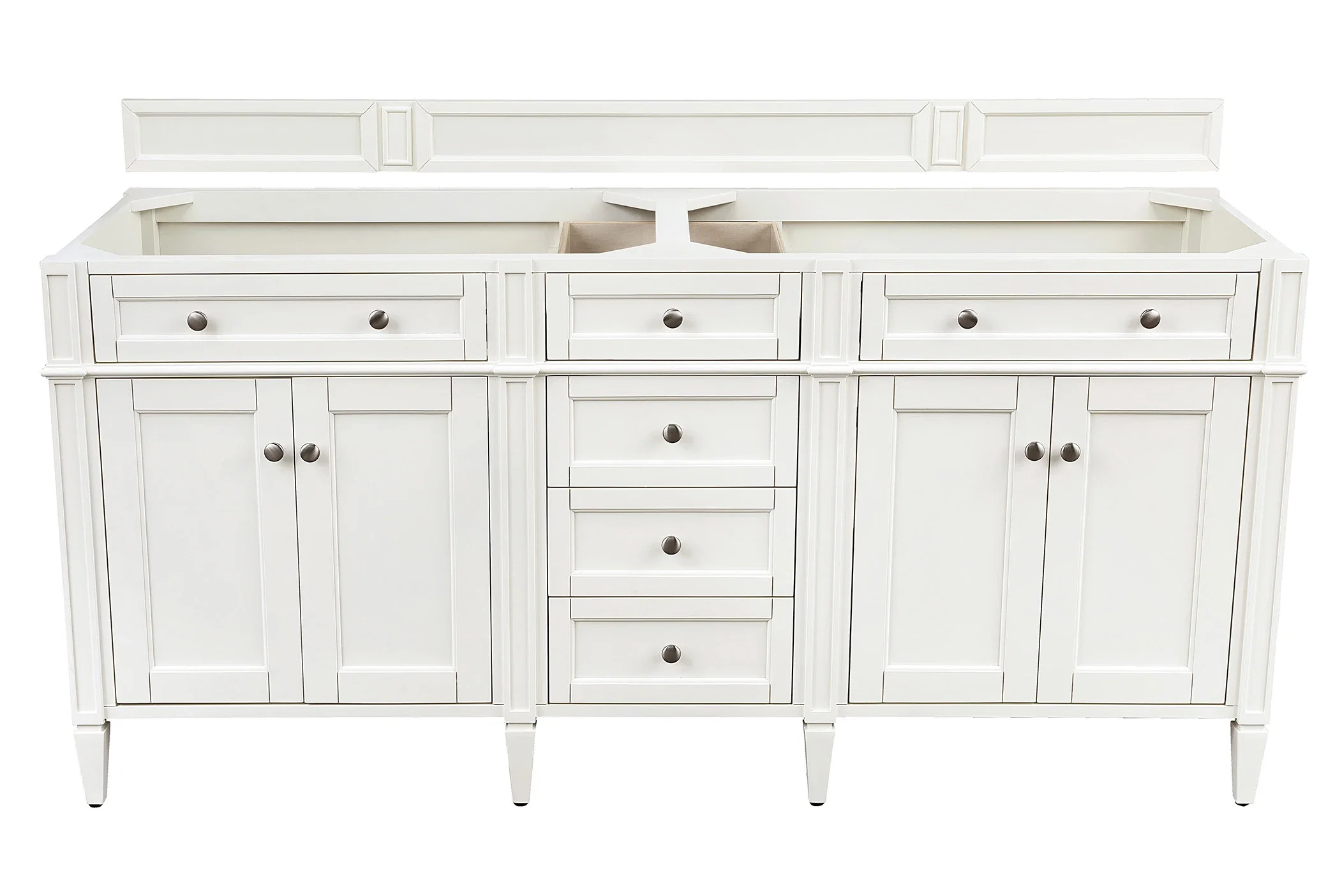 Brittany 72" Double Vanity, Bright White Vanity w/ 3 CM Charcoal Soapstone Silestone Top