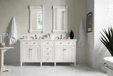 Brittany 72" Double Vanity, Bright White Vanity w/ 3 CM Eternal Marfil Silestone Top