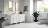 Brittany 72" Double Vanity, Bright White Vanity w/ 3 CM Eternal Marfil Silestone Top