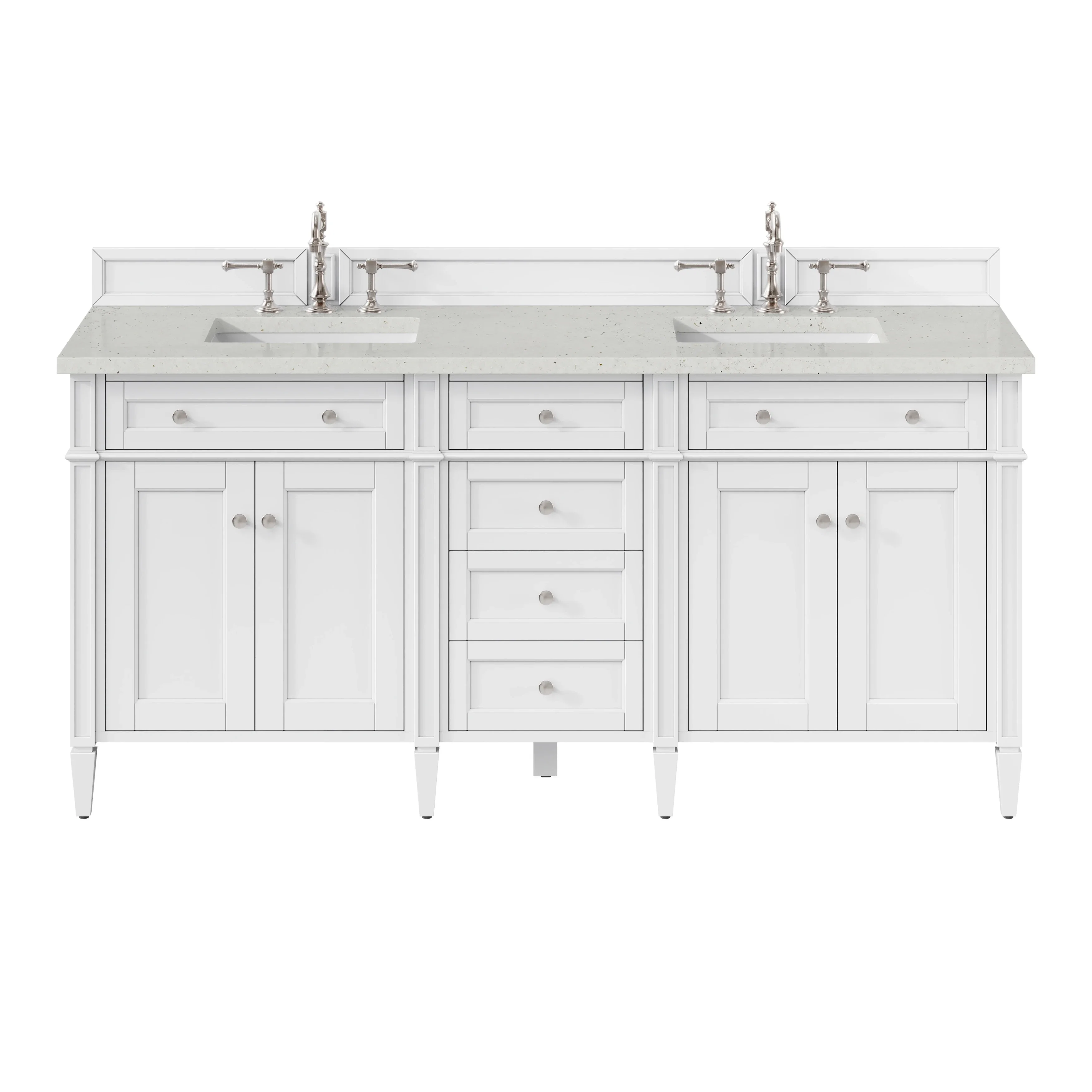 Brittany 72" Double Vanity, Bright White Vanity w/ 3 CM Lime Delight Silestone Top