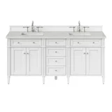 Brittany 72" Double Vanity, Bright White Vanity w/ 3 CM Lime Delight Silestone Top