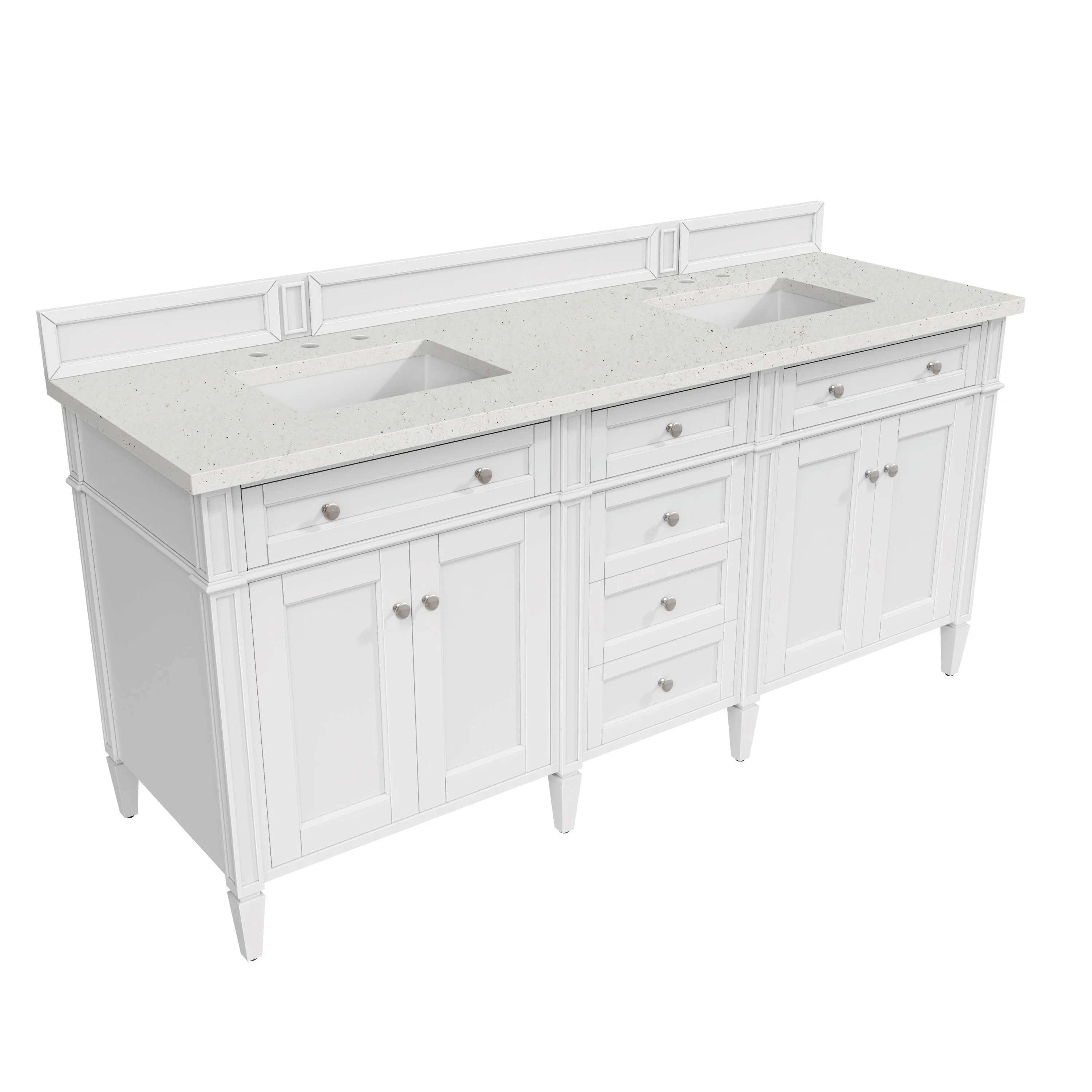 Brittany 72" Double Vanity, Bright White Vanity w/ 3 CM Lime Delight Silestone Top