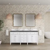 Brittany 72" Double Vanity, Bright White Vanity w/ 3 CM Parisien Bleu Silestone Top