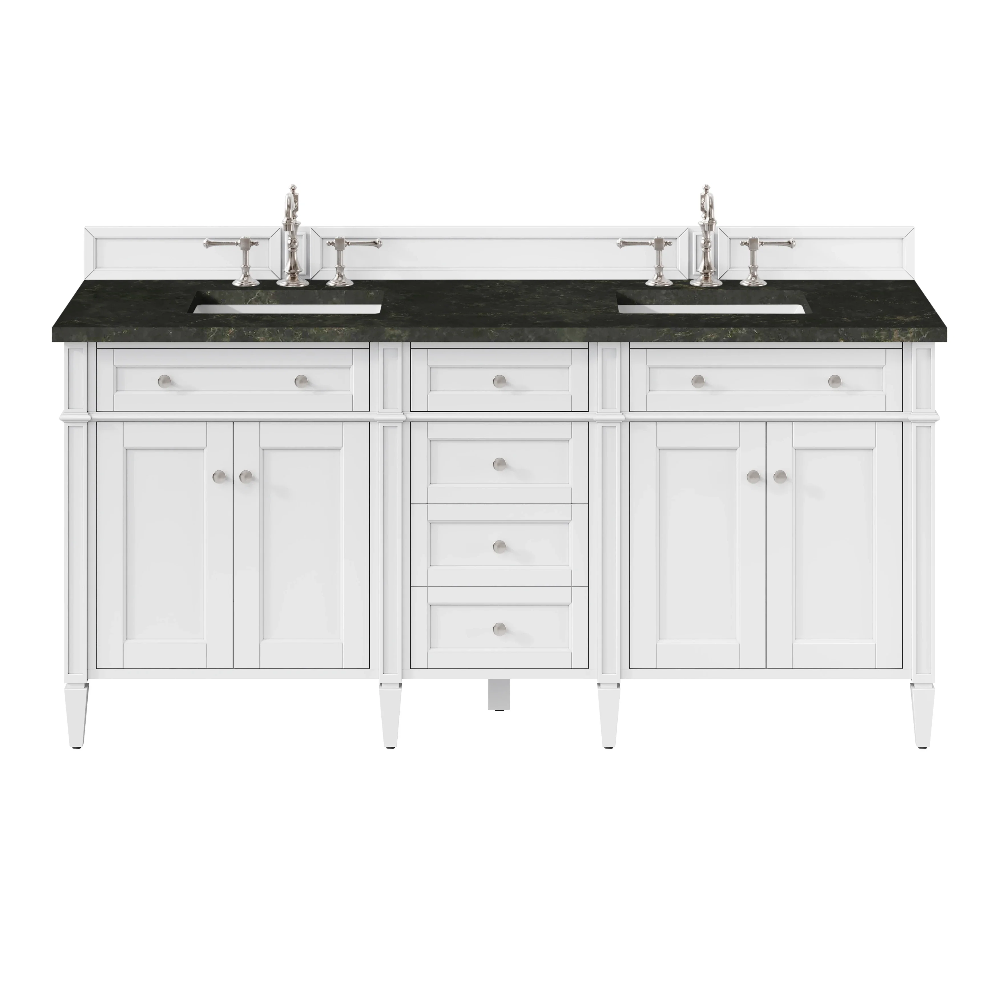 Brittany 72" Double Vanity in Bright White, w/ 3 CM Phantome Eclos Top