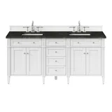 Brittany 72" Double Vanity in Bright White, w/ 3 CM Phantome Eclos Top