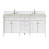 Brittany 72" Double Vanity in Bright White, w/ 3 CM Siberian Silestone Top