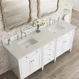 Brittany 72" Double Vanity in Bright White, w/ 3 CM Siberian Silestone Top