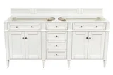 Brittany 72" Double Vanity in Bright White, w/ 3 CM Tajnar Eclos Top