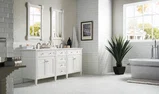 Brittany 72" Double Vanity, Bright White Vanity w/ 3 CM Ethereal Noctis Silestone Top w/FreePower Wireless Charger