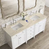 Brittany 72" Double Vanity in Bright White, w/ 3 CM Tajnar Eclos Top w/FreePower Wireless Charger
