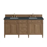 Brittany 72" Double Vanity, Pecan w/ 3 CM Charcoal Soapstone Silestone Top