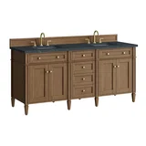 Brittany 72" Double Vanity, Pecan w/ 3 CM Charcoal Soapstone Silestone Top