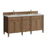 Brittany 72" Double Vanity, Pecan w/ 3 CM Eternal Jasmine Pearl Silestone Top