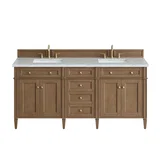 Brittany 72" Double Vanity, Pecan w/ 3 CM Ethereal Noctis Silestone Top