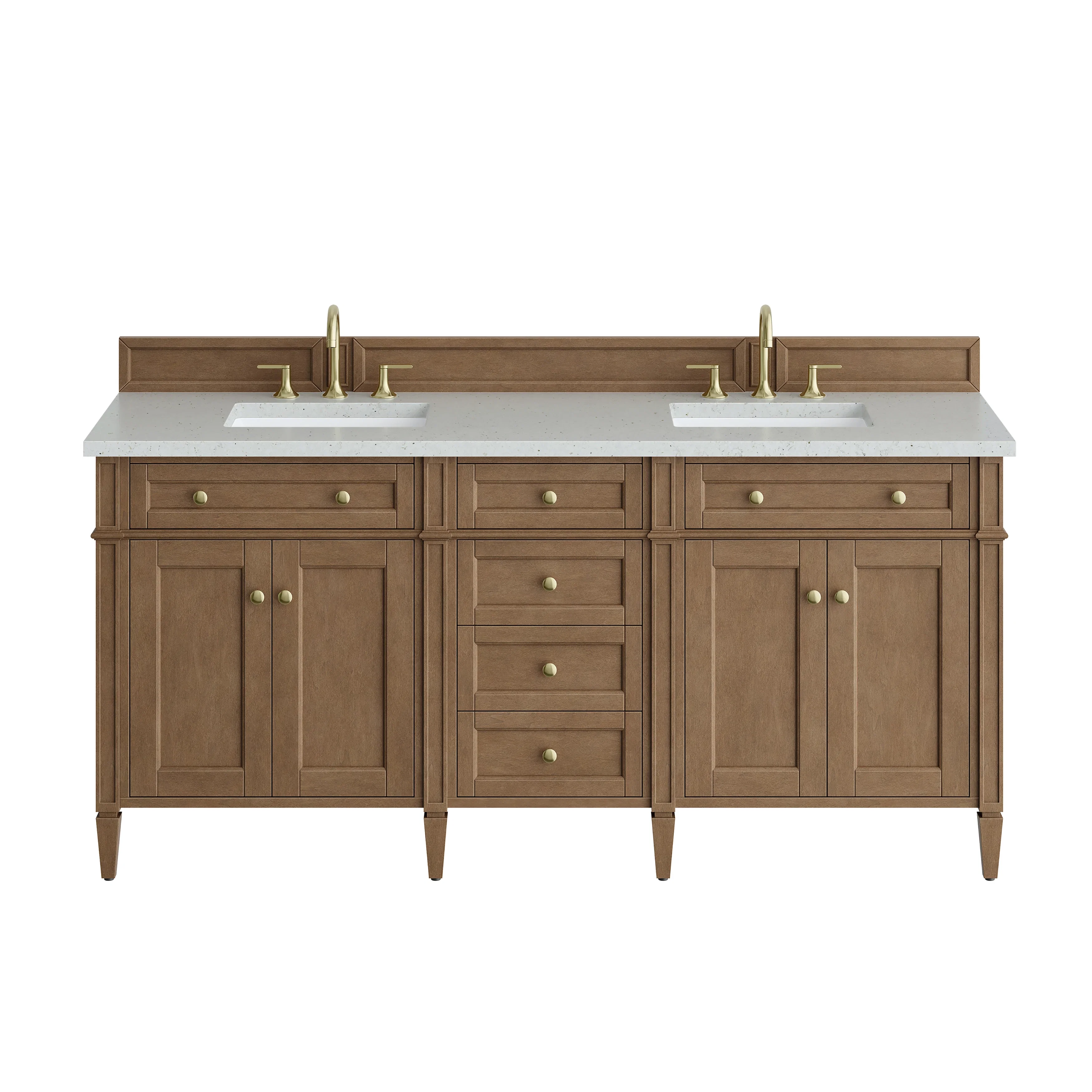 Brittany 72" Double Vanity, Pecan w/ 3 CM Lime Delight Silestone Top