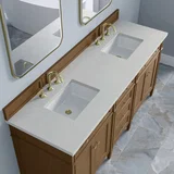 Brittany 72" Double Vanity, Pecan w/ 3 CM Lime Delight Silestone Top