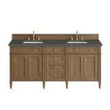 Brittany 72" Double Vanity, Pecan w/ 3 CM Parisien Bleu Silestone Top