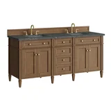 Brittany 72" Double Vanity, Pecan w/ 3 CM Parisien Bleu Silestone Top