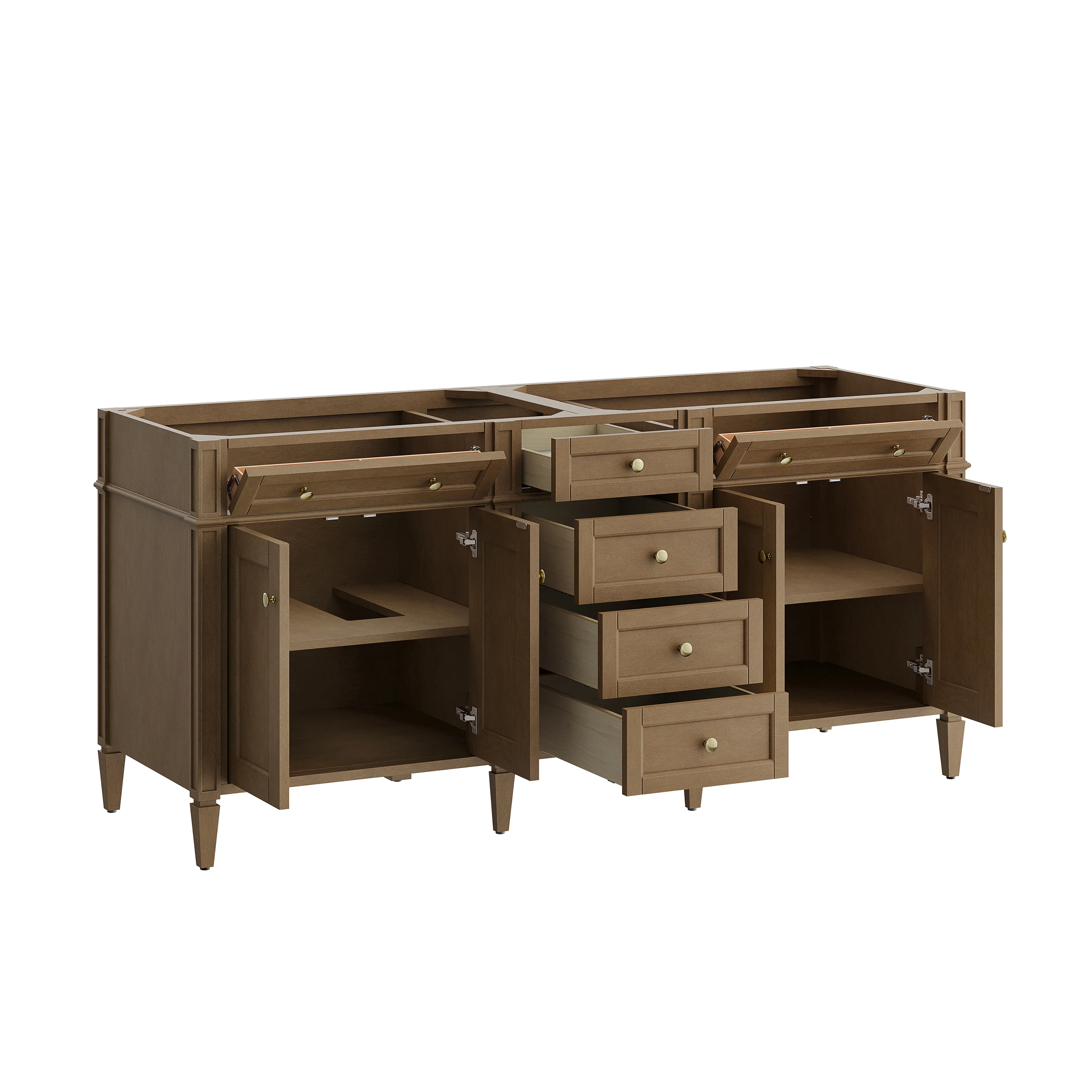 Brittany 72" Double Vanity, Pecan w/ 3 CM Parisien Bleu Silestone Top