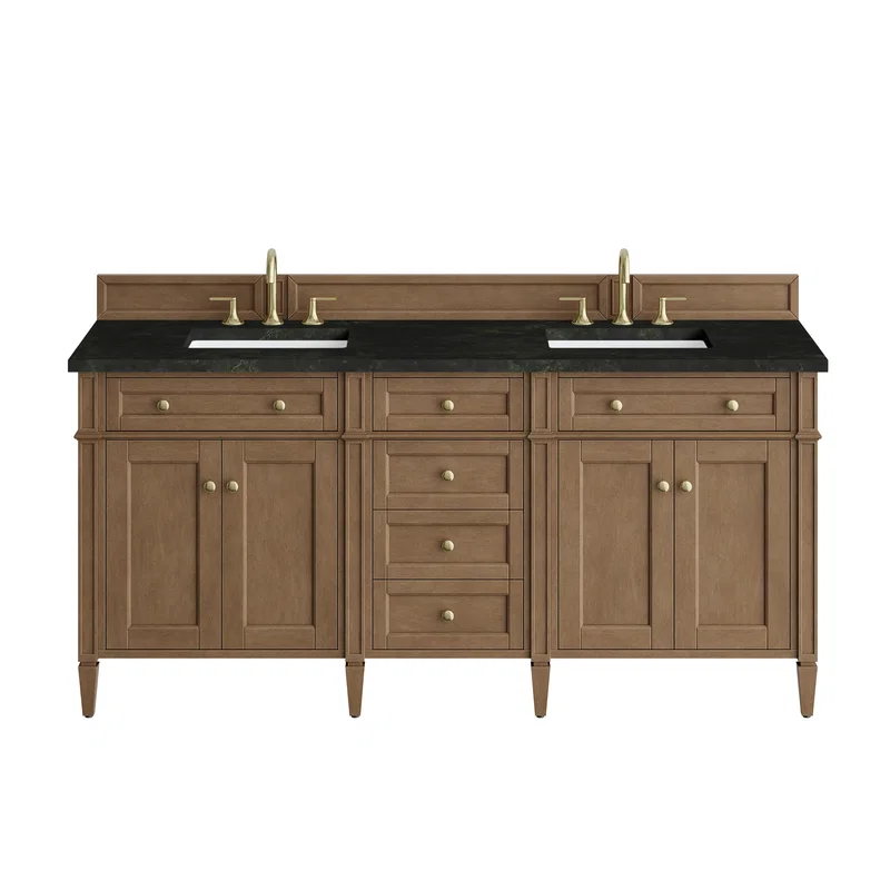Brittany 72" Double Vanity, Pecan w/ 3 CM Phantome Eclos Top