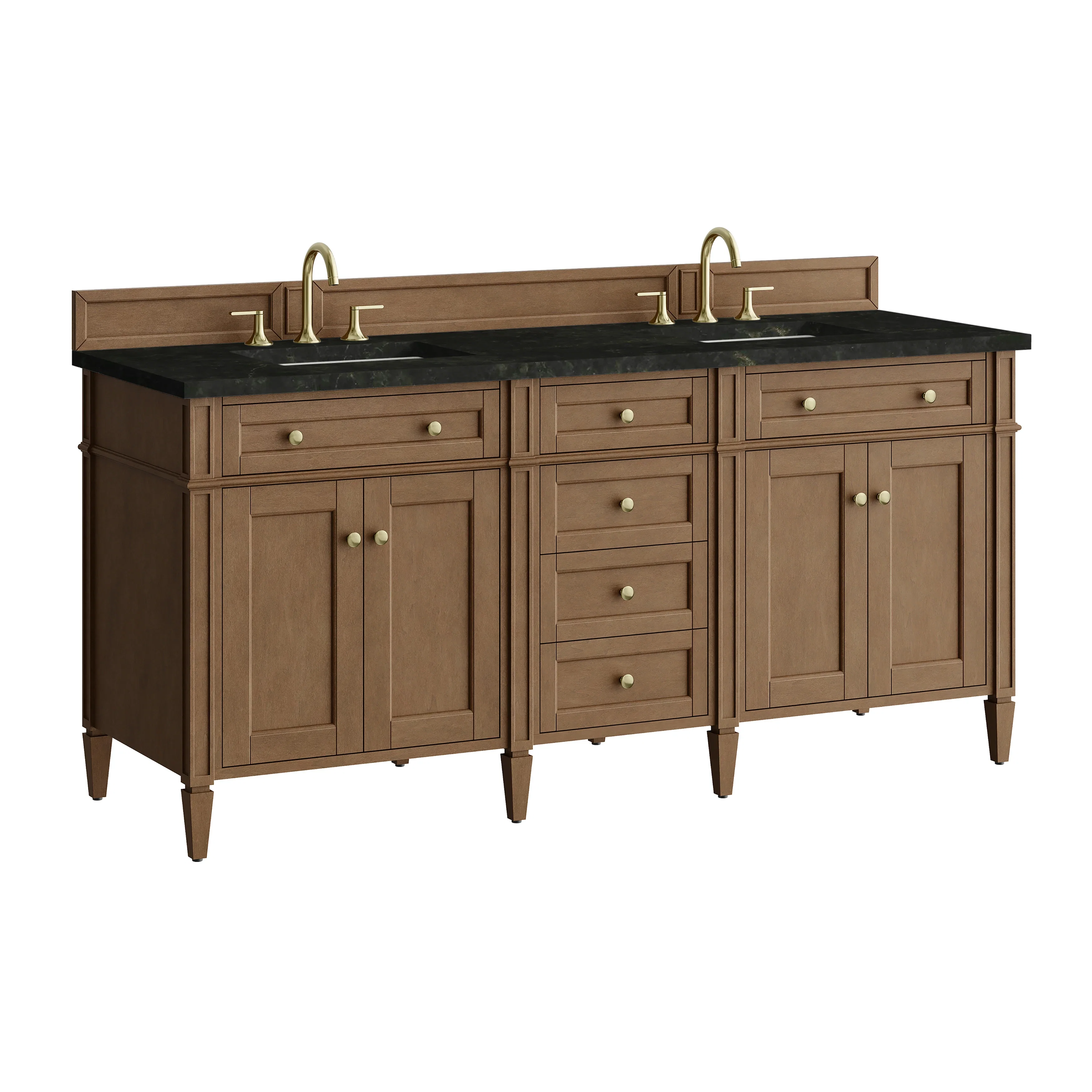 Brittany 72" Double Vanity, Pecan w/ 3 CM Phantome Eclos Top