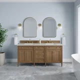 Brittany 72" Double Vanity, Pecan w/ 3 CM Siberian Silestone Top