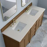 Brittany 72" Double Vanity, Pecan w/ 3 CM Siberian Silestone Top